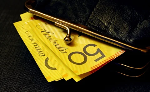 Purse containing Australian banknotes