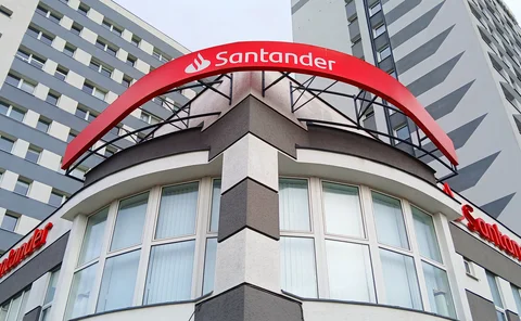Santander logo above building