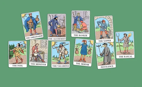tarot cards depicting the top 10 risks