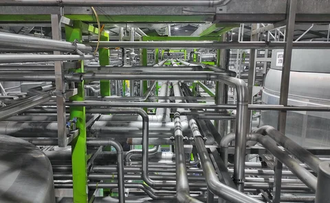 A network of steel pipes