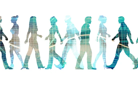 Abstract image of people moving around 