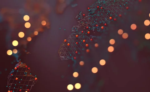 abstract image of world map and networking