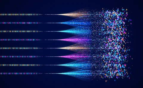 data analytics idea - lots of lines of coloured binary code