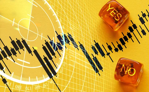 Radar and candlestick chart with Yes/No dice