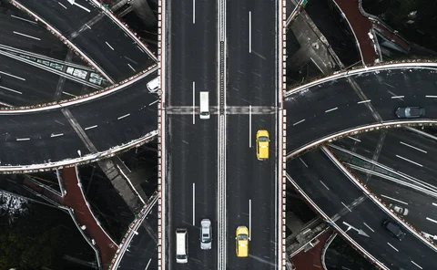 China roads aerial view