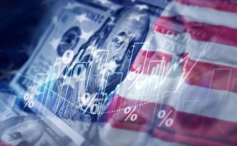 US flag and chart abstract