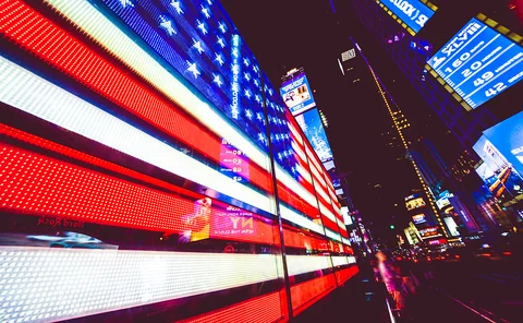 Neon stars and stripes in Times Square