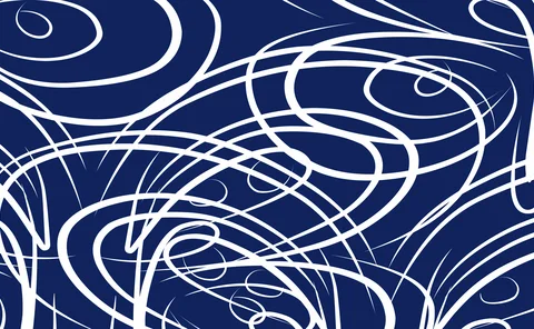 Swirling white lines on a blue background