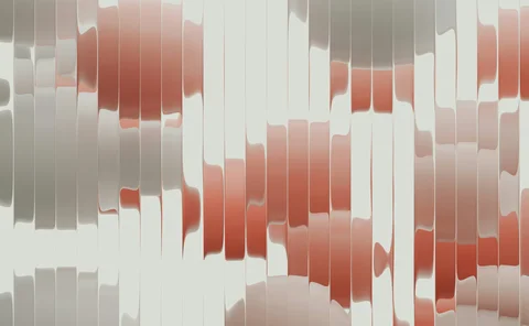 Abstract pattern of vertical wavy panels in white, grey and terracotta tones