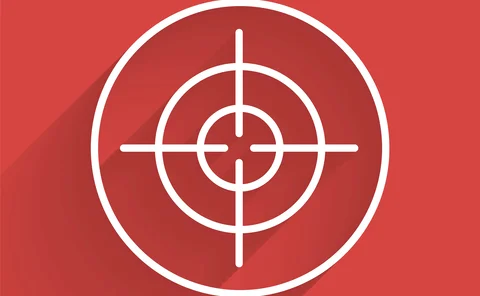 white crosshair on red background with shadow