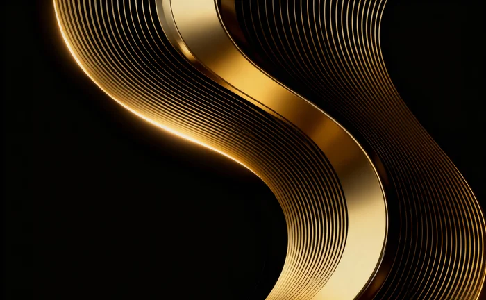 Flowing gold curves symbolize elegance, continuity, and the simplification of complex movement into harmony