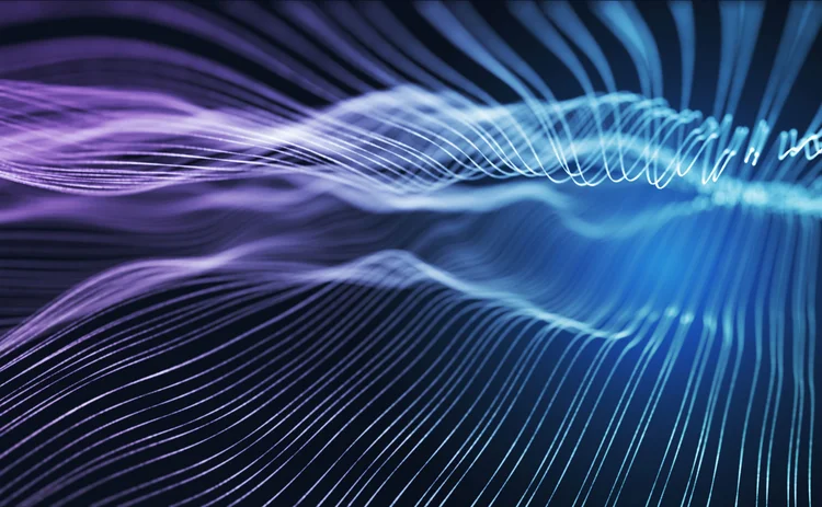 Abstract background, moving particles/lines, colorful waves