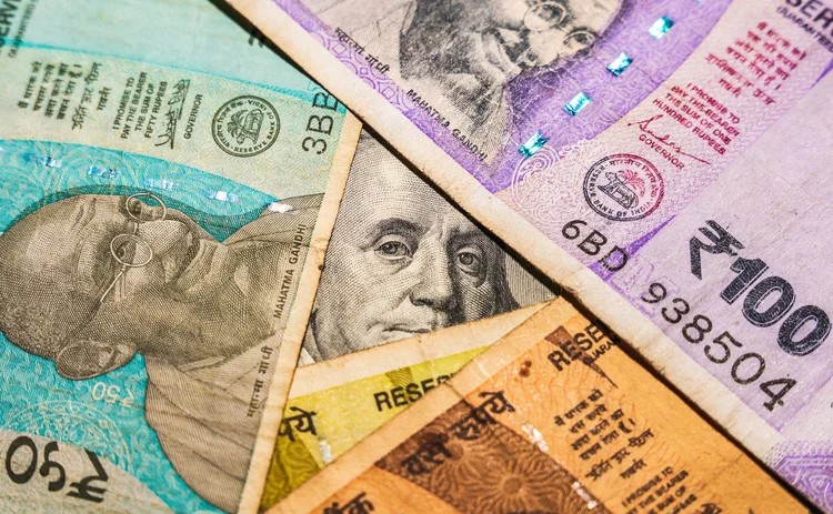 US dollar and Indian rupee notes