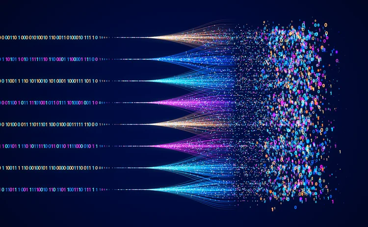 data analytics idea - lots of lines of coloured binary code