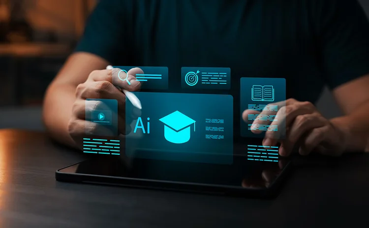 Person at a laptop in an AI learning environment