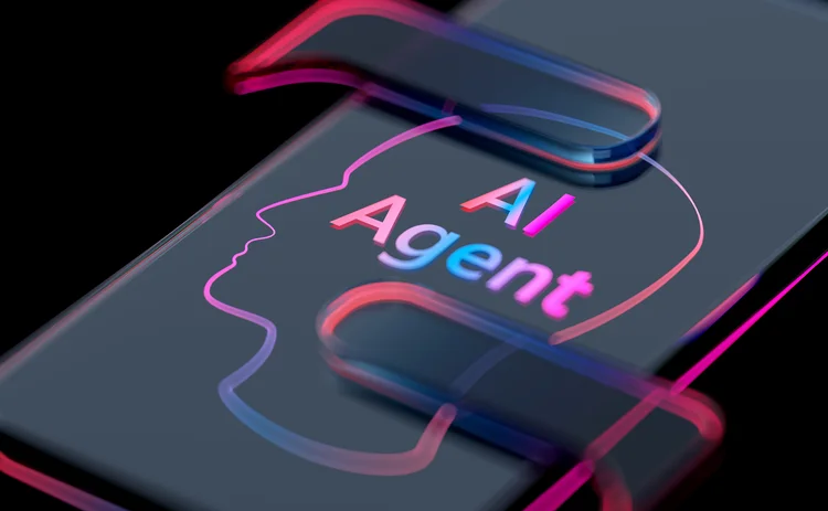 Agentic AI icon on futuristic mobile device