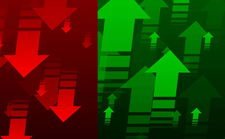 Some up arrows in green, and down arrows in red