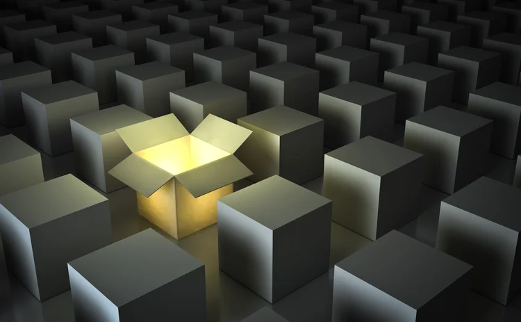 black boxes, but one is open and light is coming out