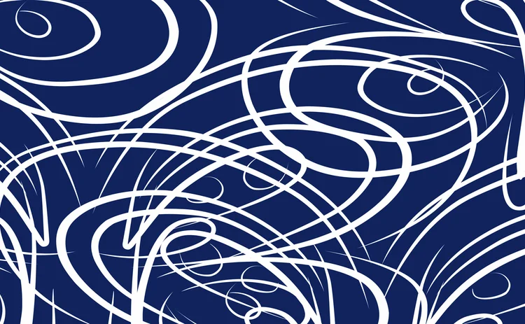 Swirling white lines on a blue background