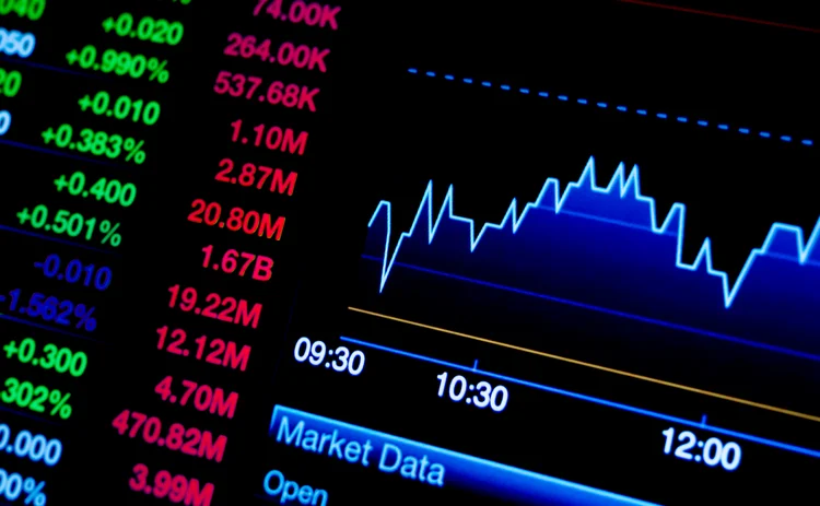 Trading-screen with stock price chart