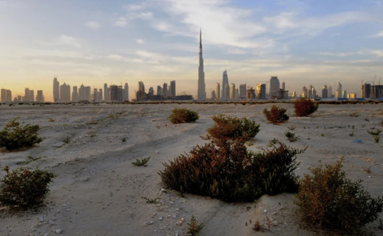 Road to dubai across a desert