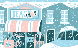 Snowy beach shop