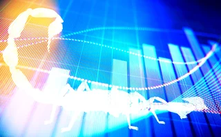 An image of a scorpion overlaid onto a financial chart background