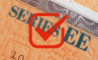 US Treasury bond overlaid with a tick mark