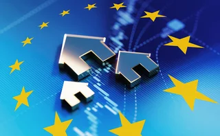 House icons on EU financial chart