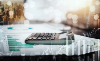 calculator and stock graphs