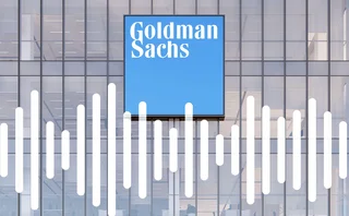 Goldman Sachs signage with Talking Heads ident superimposed
