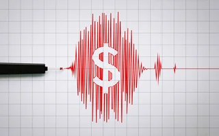 Seismograph Recording an Earthquake in American Dollar - stock photo
