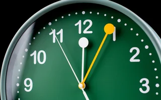 Clock face just after 12