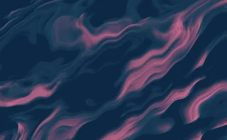 Abstract digital wave pattern with flowing pink and teal dotted forms on a dark blue background, representing data streams and digital motion