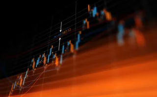 Financial Graph Over Black Background