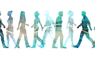 Abstract image of people moving around 