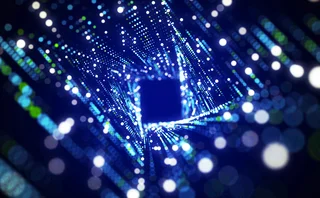 3D tunnel of futuristic particle flows in cyber space 