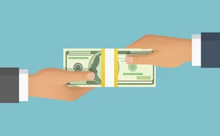 Illustration showing hands transferring money 