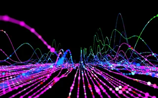 Computerised graph lines and dots in data in cyberspace