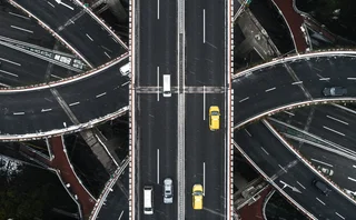 China roads aerial view