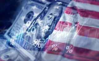 US flag and chart abstract