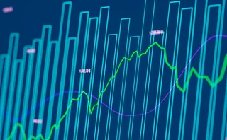 chart with blue background
