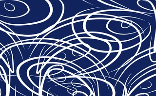 Swirling white lines on a blue background