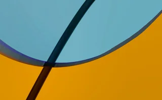 orange and blue curves, cut across by a black line