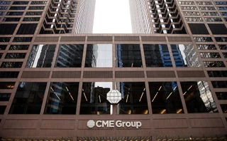 Facade of CME headquarters, Chicago, IL.
