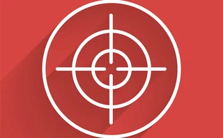white crosshair on red background with shadow