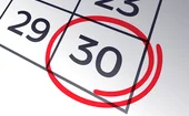 a calendar with the number 30 circled
