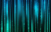 Vertical blue and green digital data streaming lines resembling a curtain