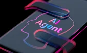 Agentic AI icon on futuristic mobile device