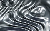 Abstract liquid chrome background with reflective metallic waves, futuristic silver texture and fluid 3D design